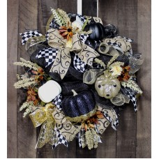 Pumpkin Wreath, Deco Mesh Wreath, Fall Wreaths, Autumn Wreath, Door Decor   253789367862